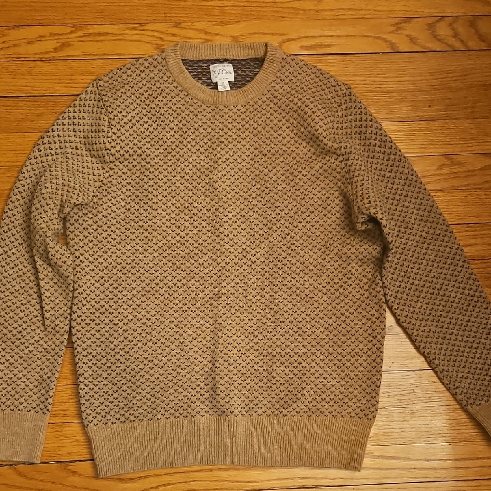 J. Crew Men's Crewneck Sweater in Tan Marino Wool Size M